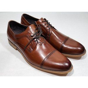 Stacy Adams Men 15W Shoes Madison Biscuit Leather Cap Toe Brown Memory Foam NWOT